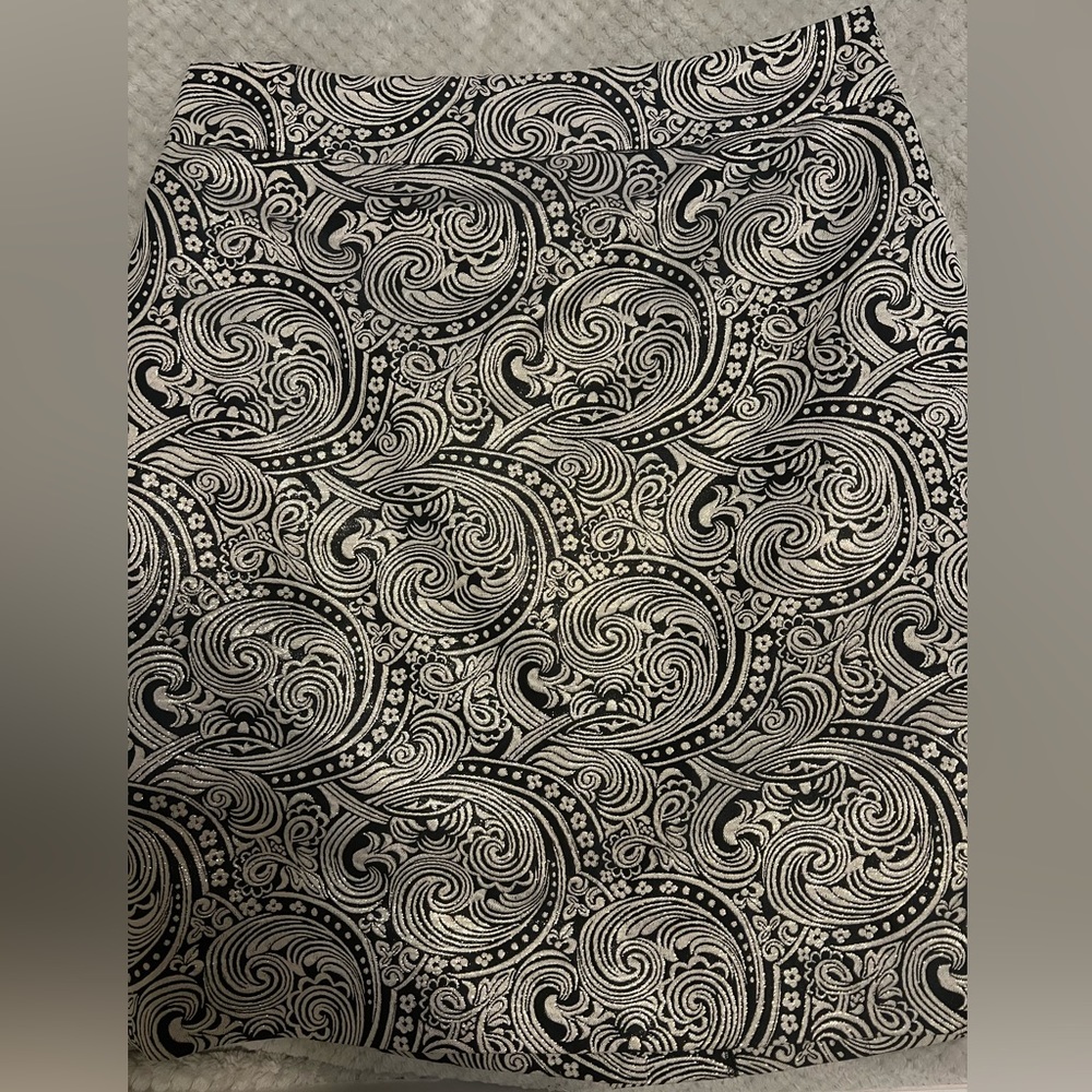 Ann Taylor Petite Sz 6P Black & Grey Glittery Design Business Pencil Skirt